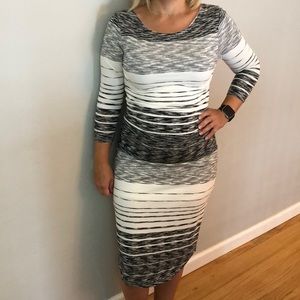 Athleta midi bodycon dress striped XS